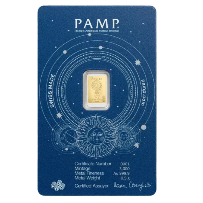 Goldbarren 0,5 Gramm PAMP Sternzeichen Widder