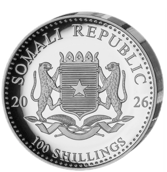 Somali Elephant 2026 1 Unze Silbermünze Proof High Relief