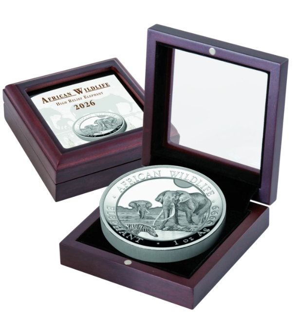 Somali Elephant 2026 1 Unze Silbermünze Proof High Relief
