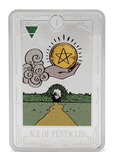 Tarot Ass der Münzen 2026 Silbermünze farbig PP