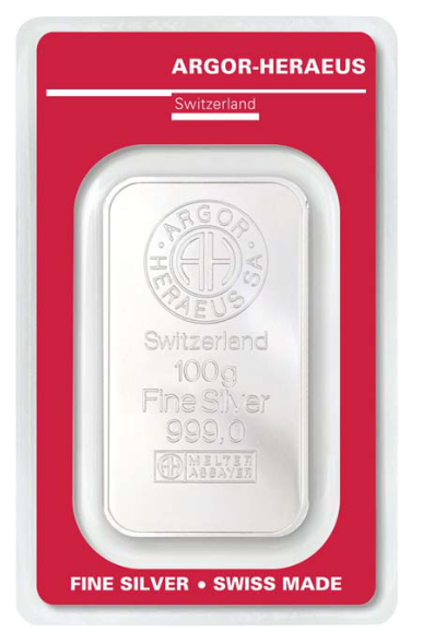 Argor-Heraeus Silberbarren 100 g Schweiz