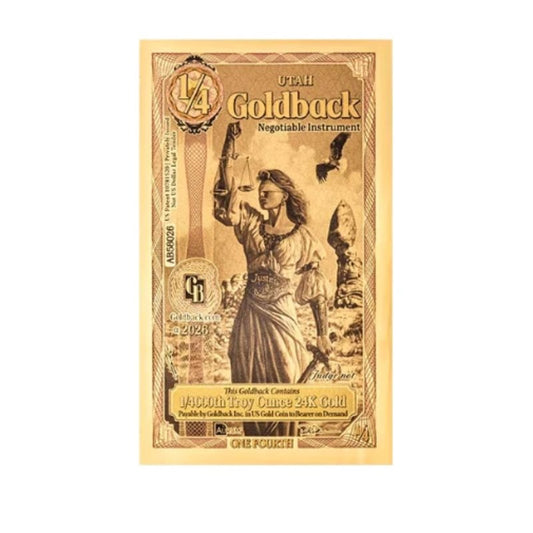 Utah 1/4 Goldback Goldnote 1/4000 oz 2026 Alpha