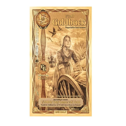 Utah 1/2 Goldback Goldnote 1/2000 oz 2026 Alpha