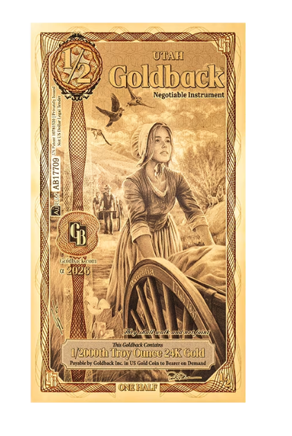 1/2 Utah Goldback ALPHA Gold Note 1/2000 oz Gold