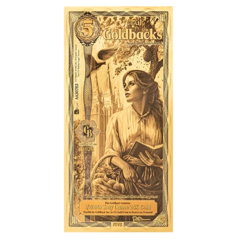 Utah 5 Goldbacks Goldnote 1/200 oz 2026 Alpha