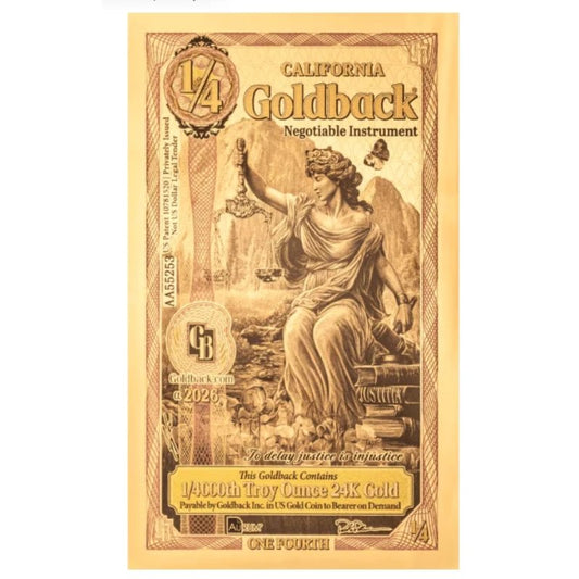 California 1/4 Goldback Goldnote 1/4000 oz 2026 Alpha
