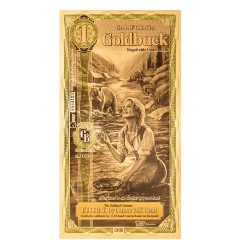California 1 Goldback Goldnote 1/1000 oz 2026 Alpha