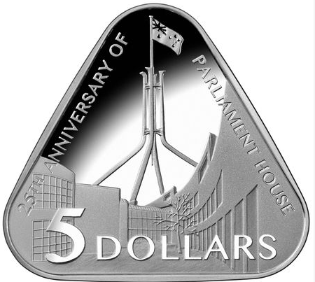 Australien Parliament House 2013 dreieckige 5 Dollar Silber Proof Münze
