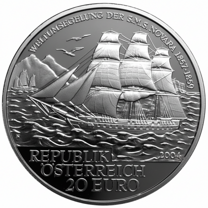 Österreich 20 Euro 2004 SMS Novara Silber PP Münze Österreich