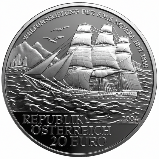 Österreich 20 Euro 2004 SMS Novara Silber PP Münze Österreich