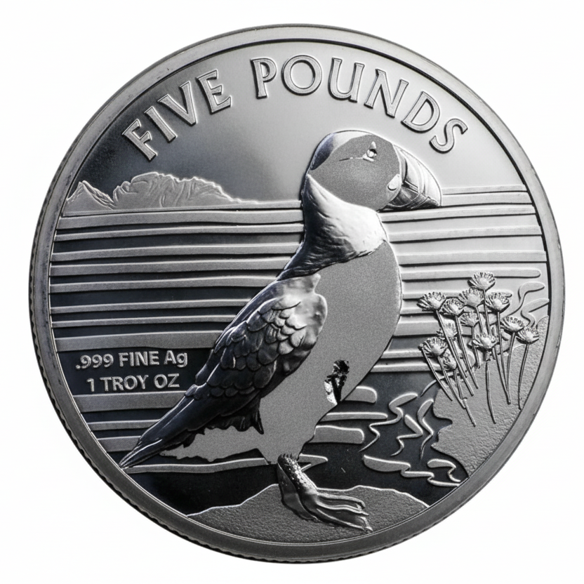 Alderney Papageientaucher 2019 1 oz Silbermünze 5 Pfund