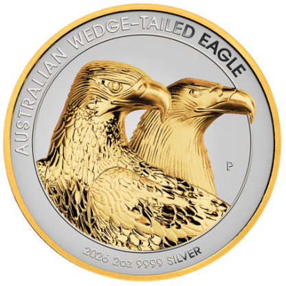 Australian Wedge-tailed Eagle 2026 2 oz Silber Ultra High Relief vergoldet