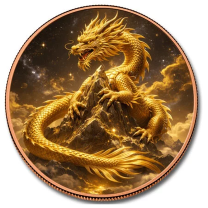 Dragon 5 AVDP oz Kupfermedaille 999 farbig Drachenauge