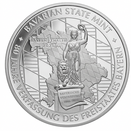 Bayern Thaler 2026 Bavaria 80 Jahre Bayerische Verfassung 1 oz Silber