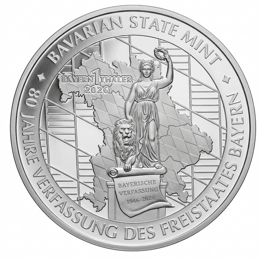 Bayern Thaler 2026 Bavaria 80 Jahre Bayerische Verfassung 1 oz Silber