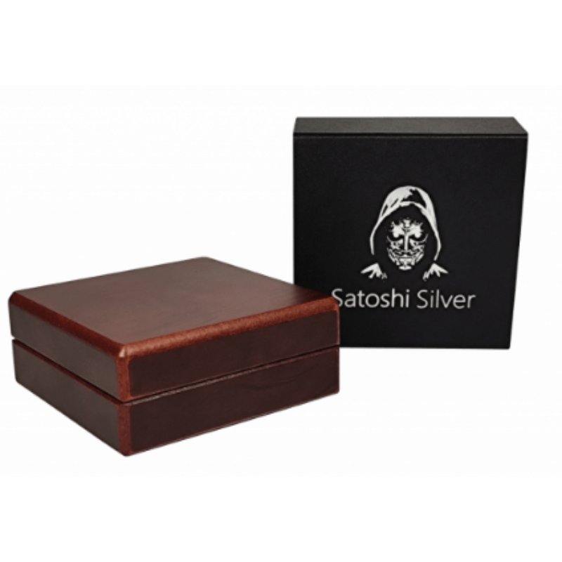 Satoshi Silver - Bitcoin Nations USA im Holz Etui
