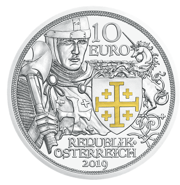 10 Euro Silbermünze Abenteuer Polierte Platte Ag 925 Serie Mit Kettenhemd und Schwert