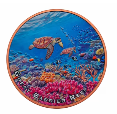 5 oz Kupfermedaille Great Barrier Reef coloriert Natural Wonders