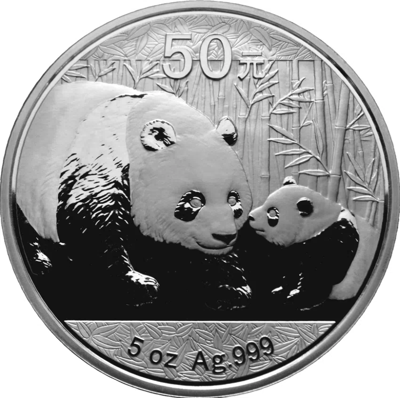 China Panda 2011 5 oz Silbermünze 50 Yuan PP