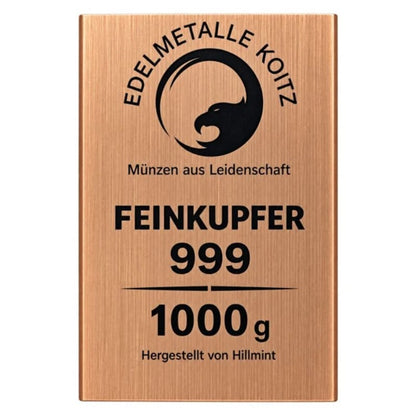 Edelmetalle Koitz 1 kg Kupferbarren Hillmint Polen