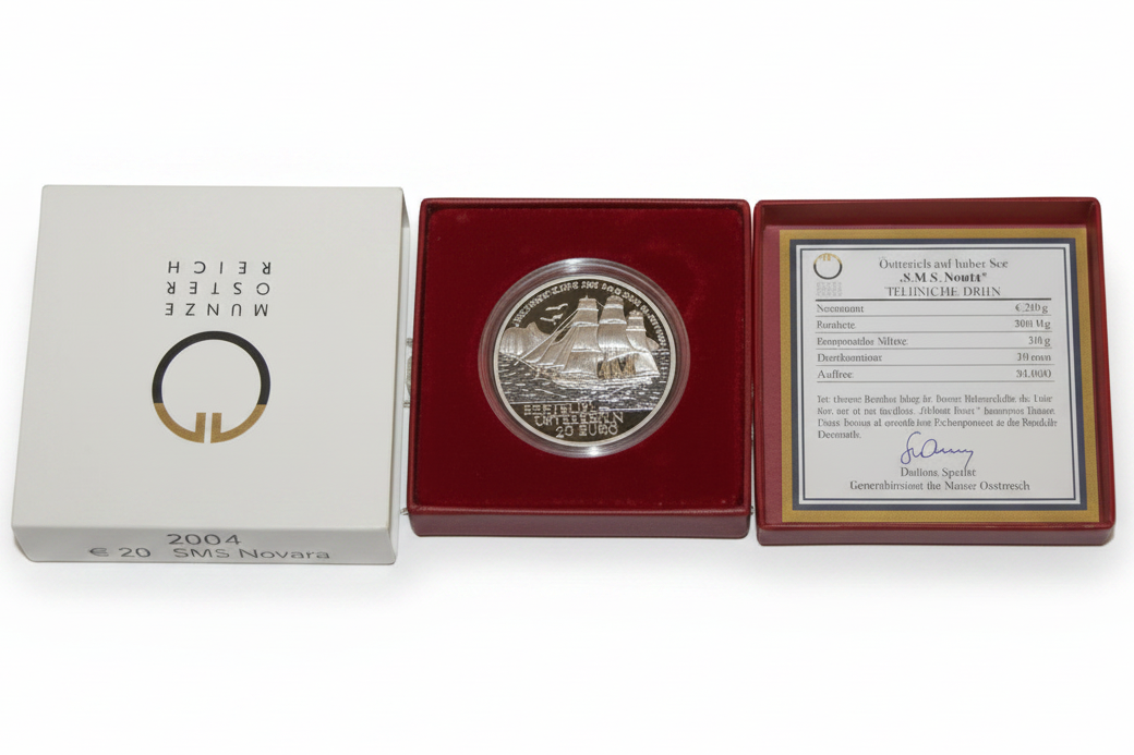 Österreich 20 Euro 2004 SMS Novara Silber PP Münze Österreich