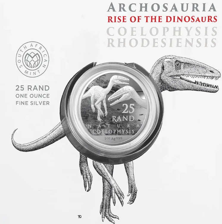 Südafrika Natura Coelophysis 2020 1 oz Silber 25 Rand