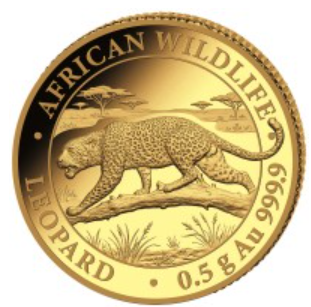 Somalia African Wildlife Leopard 2026 0,5 g Gold Polierte Platte