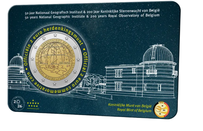 Belgien 2 Euro 2026 National Geographic Institute Royal Observatory Coincard NL