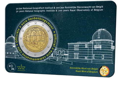 Belgien 2 Euro 2026 National Geographic Institute Royal Observatory Coincard NL