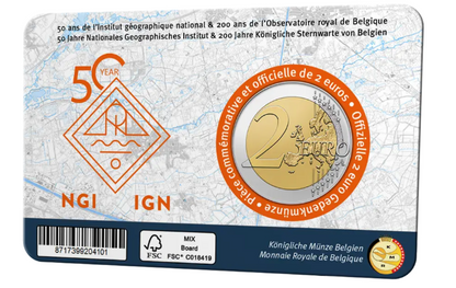 Belgien 2 Euro 2026 National Geographic Institute Royal Observatory Coincard NL