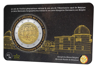 Belgien 2 Euro 2026 National Geographic Institute Royal Observatory Coincard FR