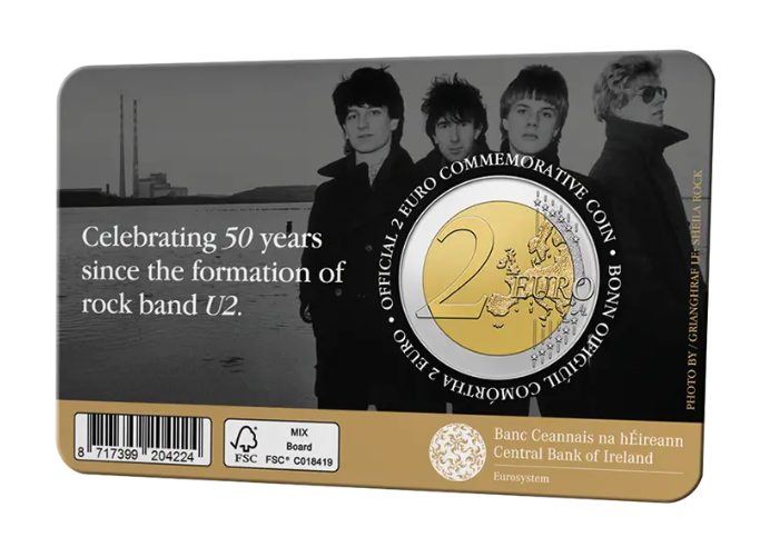 Irland 2 Euro 2026 50 Jahre U2 Gedenkmünze Coincard