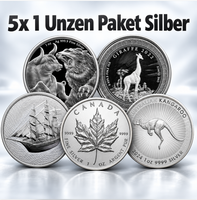 5 Unzen mit 999er Silber - diverse Ausgaben in Top Qualität