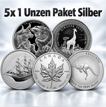 5 Unzen mit 999er Silber - diverse Ausgaben in Top Qualität