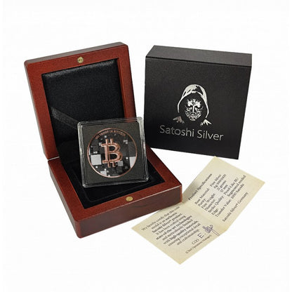 Satoshi Silver 2026 - #6 Shark Bitcoin im Holz Etui