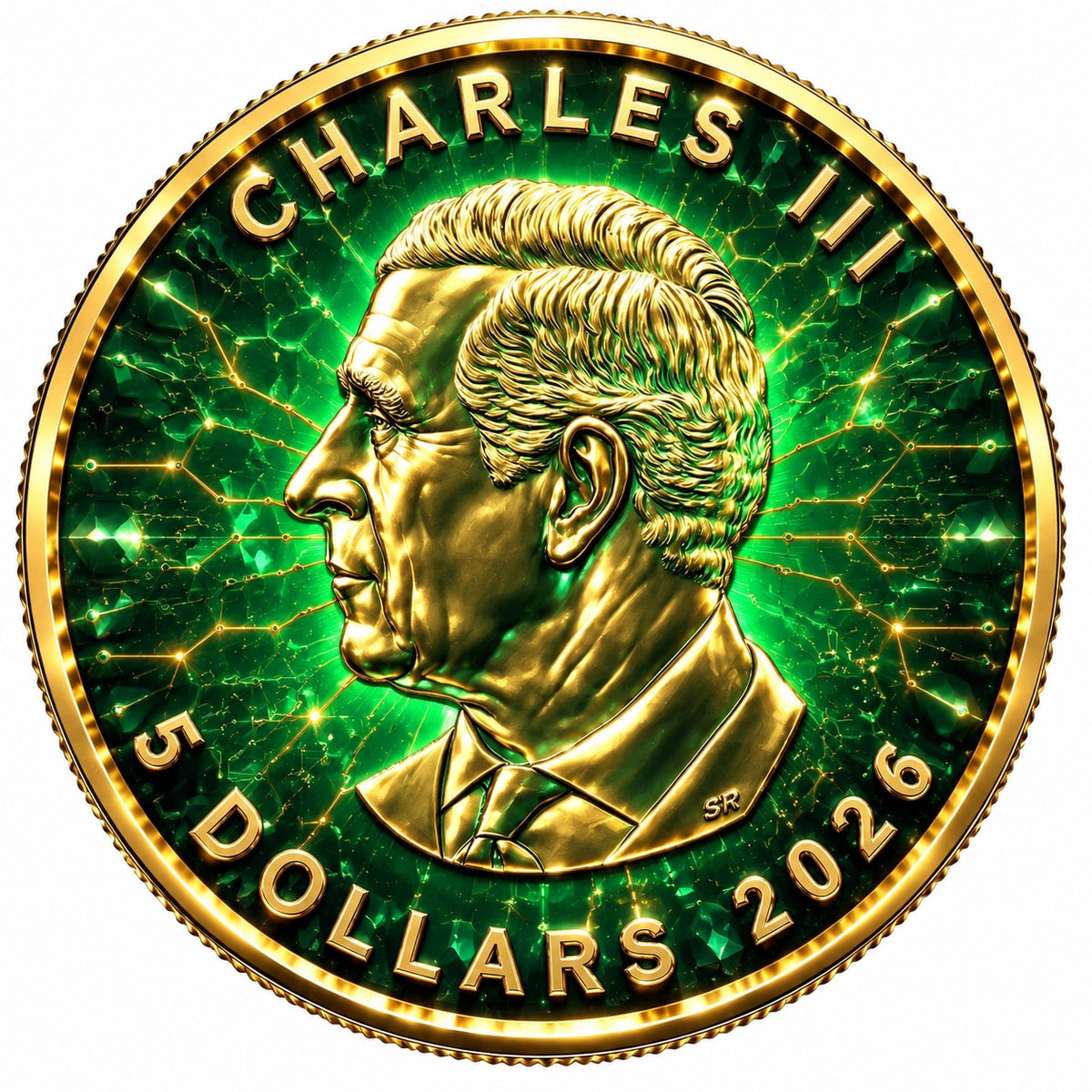The Emerald Bee 2026 1 oz Silver Maple Leaf vergoldet farbig