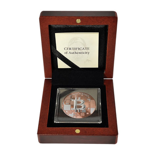 Satoshi Silver 2026 - #7 Whale Bitcoin im Holz Etui
