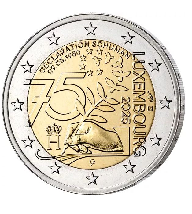 Luxemburg 2€ 2025 - 75 Jahre Schuman - Edelmetalle Koitz GnbR