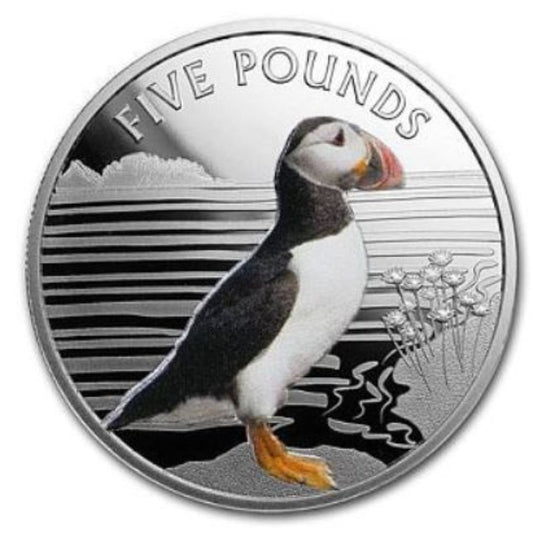 Silbermünze 1 oz 2019 Alderney Puffin, coloriert, Polierte Platte, Etui mit Zertifikat

