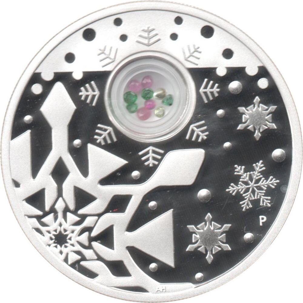 Australien 1 Dollar 2012 Christmas Locket Coin 1 oz Silber PP Vorderseite mit Halbedelsteinen