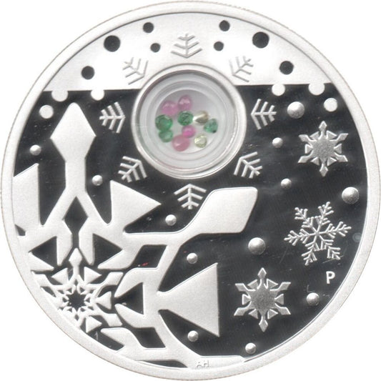 Australien 1 Dollar 2012 Christmas Locket Coin 1 oz Silber PP Vorderseite mit Halbedelsteinen