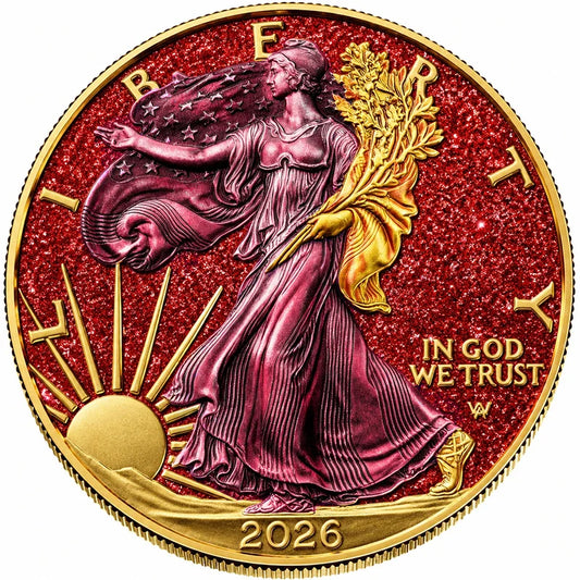 USA Silver Eagle Crimson Majesty 2026 1 oz Silber Diamond Dust
