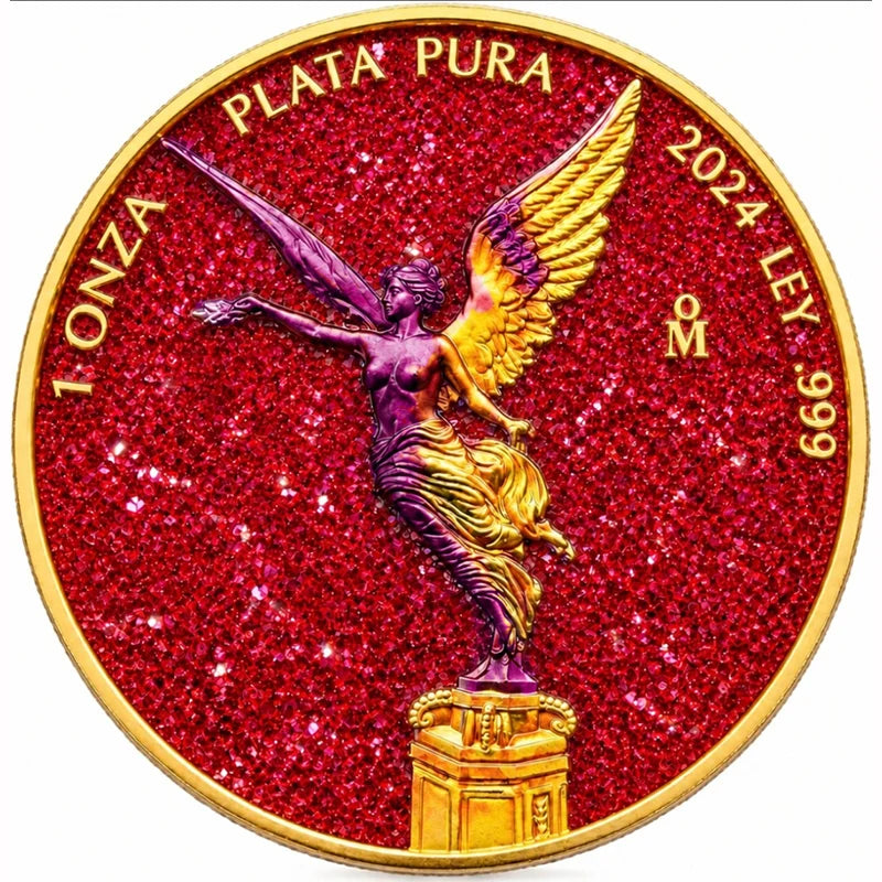 Mexiko Libertad Crimson Majesty 2024 1 oz Silber Diamond Dust