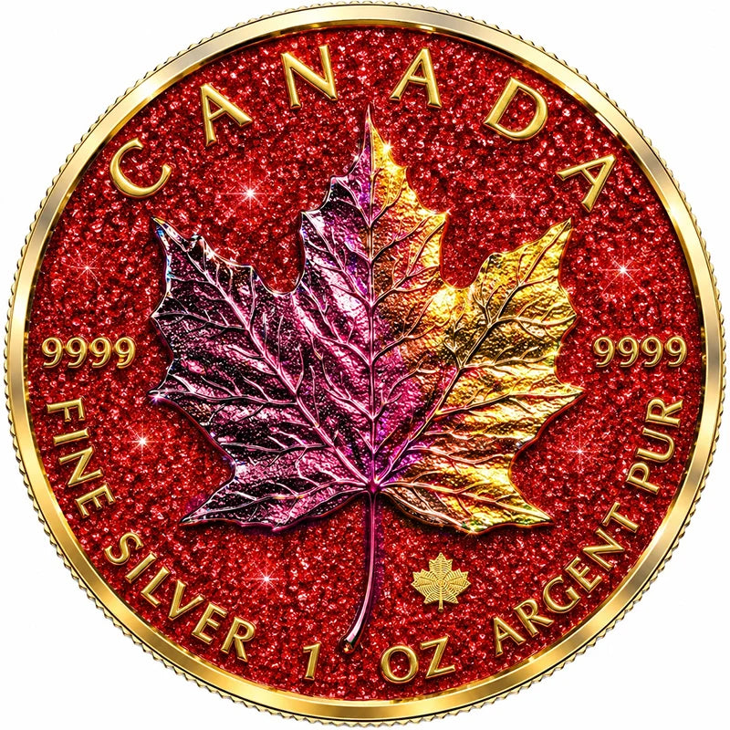 Kanada Maple Leaf Crimson Majesty 2026 1 oz Silber Diamond Dust