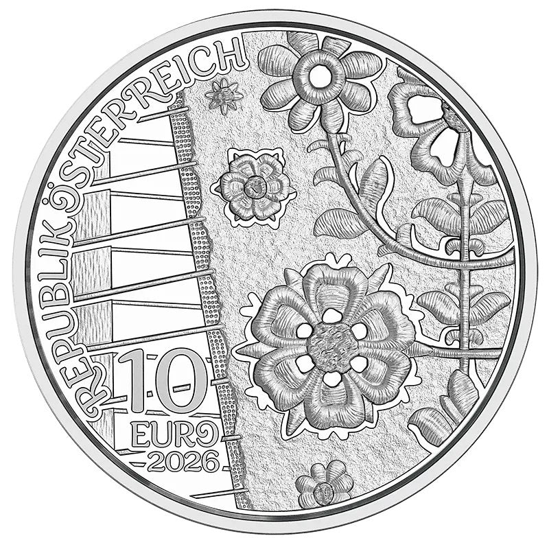 Österreich 10 Euro Aufjuchazn Loden Handgehoben Silbermünze