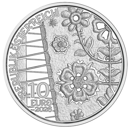 Österreich 10 Euro Aufjuchazn Loden Handgehoben Silbermünze