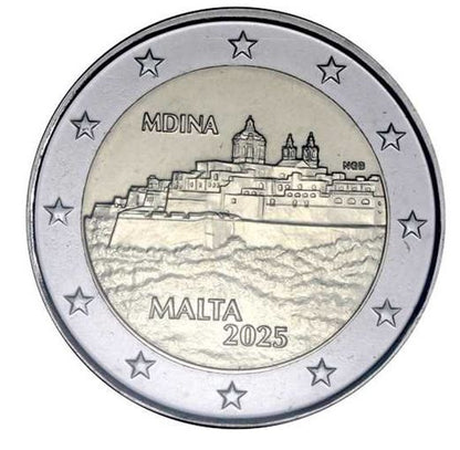 Malta 2€ 2025 - Stadtmauer von Mdina CC
