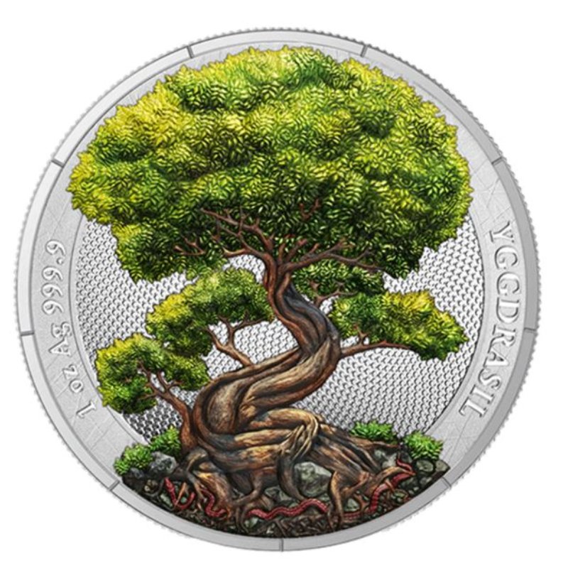 Yggdrasil Sommer 2025 – 1 oz Silbermünze mit sommerlicher Metallic-Veredelung in Kapsel und Box

