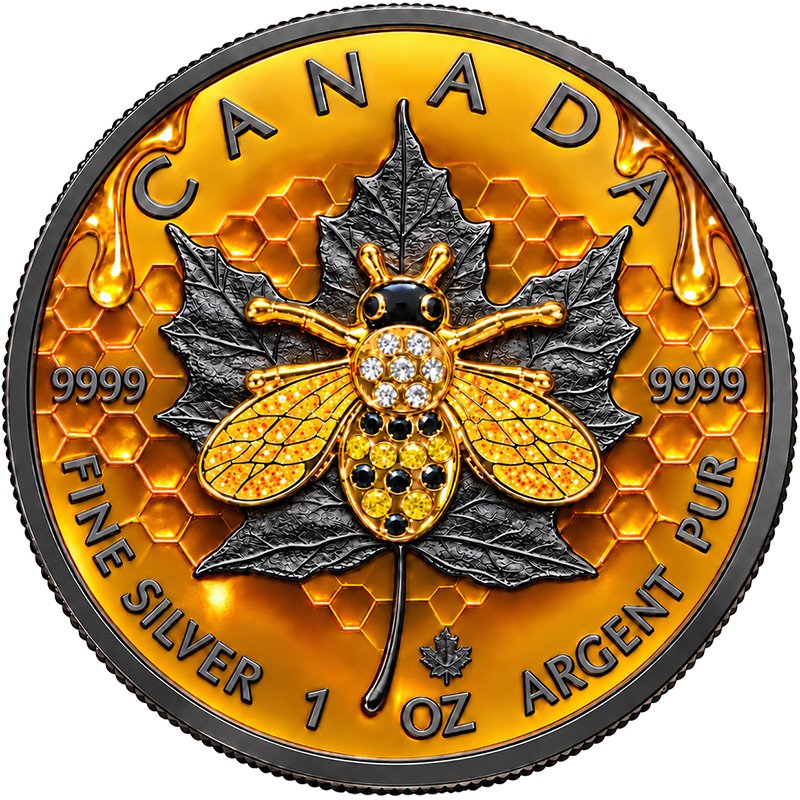 The Bee and The Bloom Kanada 2026 1 oz Silber Maple Leaf 3D Biene