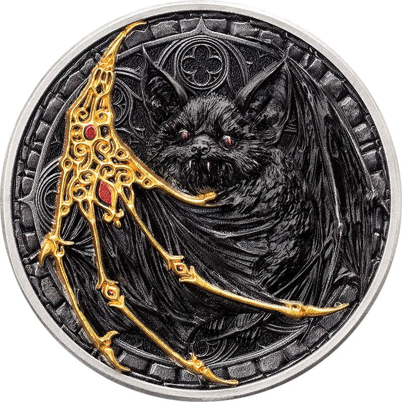 Kamerun Fledermaus 2027 1 oz Silber Kreaturen der Nacht Antikfinish